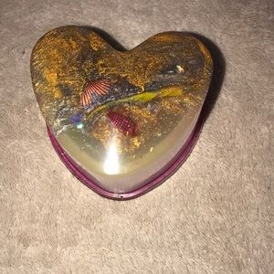 Custom Epoxy heart trinket box with shells 🐚 and my favorite leaf